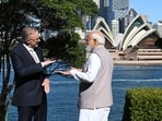 Prime Minister Narendra Modi, right, and Australian Prime Minister Anthony Albanese.