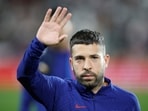FILE PHOTO: Soccer Football - LaLiga - Rayo Vallecano v FC Barcelona - Campo de Futbol de Vallecas, Madrid, Spain - April 26, 2023 FC Barcelona's Jordi Alba before the match REUTERS/Juan Medina/File Photo