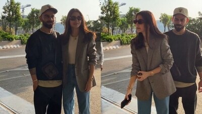 Anushka Sharma and Virat Kohli at the Mumbai airport.