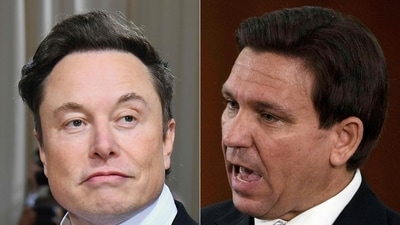 This combination of file pictures created on May 23, 2023 shows Elon Musk arriving for the 2022 Met Gala at the Metropolitan Museum of Art on May 2, 2022, in New York; and Florida Governor Ron DeSantis answering questions from the media in the Florida Cabinet following his State of the State address, March 7, 2023. (AFP) This combination of file pictures created on May 23, 2023 shows Elon Musk arriving for the 2022 Met Gala at the Metropolitan Museum of Art on May 2, 2022, in New York; and Florida Governor Ron DeSantis answering questions from the media in the Florida Cabinet following his State of the State address, March 7, 2023. (AFP)