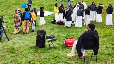 Chiranjeevi shared photos from Bholaa Shankar song shoot in Switzerland. Chiranjeevi shared photos from Bholaa Shankar song shoot in Switzerland.