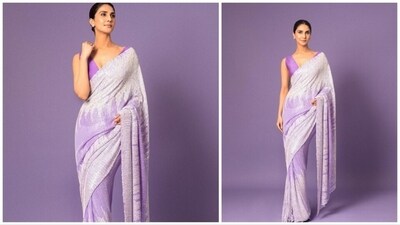 Vaani Kapoor makes an elegant style statement in this gorgeous sequined saree from the collection of designer Manish Malhotra's label. (Instagram) Vaani Kapoor makes an elegant style statement in this gorgeous sequined saree from the collection of designer Manish Malhotra's label. (Instagram)