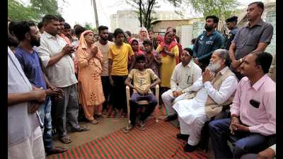 Haryana home minister interacts with families of victims in Ambala on Wednesday. Haryana home minister interacts with families of victims in Ambala on Wednesday.