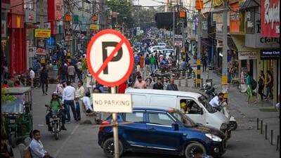 In April 2019, the 1.7km Ajmal Khan road was declared a motorised vehicle-free zone but vehicles still enter the stretch. (Sanchit Khanna/HT Photo) In April 2019, the 1.7km Ajmal Khan road was declared a motorised vehicle-free zone but vehicles still enter the stretch. (Sanchit Khanna/HT Photo)