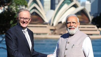 Modi and Albanese held talks a day after participating in an Indian diaspora event at Sydney’s Qudos Bank Arena. (Narendra Modi | Twitter) Modi and Albanese held talks a day after participating in an Indian diaspora event at Sydney’s Qudos Bank Arena. (Narendra Modi | Twitter)