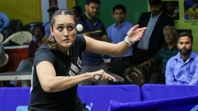 Table tennis player Manika Batra during the 84th Senior National and Inter-State Table-Tennis Championship, at Gymnasium Hall (PTI)