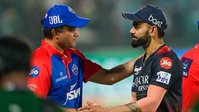RCB player Virat Kohli with former cricketer Sourav Ganguly after the IPL 2023 cricket match between Delhi Capitals and Royal Challengers Bangalore (PTI) RCB player Virat Kohli with former cricketer Sourav Ganguly after the IPL 2023 cricket match between Delhi Capitals and Royal Challengers Bangalore (PTI)