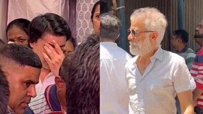 Gautam Rode and JD JD Majethia were seen at the funeral of late actor Vaibhavi Upadhyaya on Wednesday. Gautam Rode and JD JD Majethia were seen at the funeral of late actor Vaibhavi Upadhyaya on Wednesday.