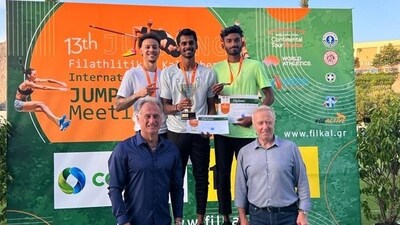 Sreeshankar came first with 8.18m jump, while Jeswin took second spot with a jump of 7.85m. (Twitter/afiindia) Sreeshankar came first with 8.18m jump, while Jeswin took second spot with a jump of 7.85m. (Twitter/afiindia)