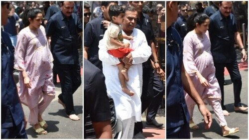 Shloka Ambani and Mukesh Ambani with Prithvi Ambani at Siddhivinayak Temple. (HT Photo/Varinder Chawla) Shloka Ambani and Mukesh Ambani with Prithvi Ambani at Siddhivinayak Temple. (HT Photo/Varinder Chawla)