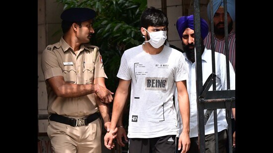 Accused Paramveer after being presented in court in Chandigarh on Tuesday. (Keshav Singh/HT)