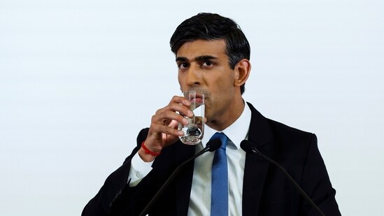 British Prime Minister Rishi Sunak seen. (AP)