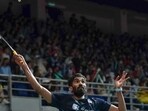India's Kidambi Srikanth returns a shot during his men's singles match against Thailand's Kunlavut Vitidsarn (AP)