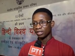 A Tanzanian national, Fahidi Alli Pazzy, who is in Delhi currently to attend 'Vishwa Hindi Yatra' event organised by ICCR.