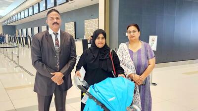 Stranded in Bahrain after divorcing Pak husband, city woman, infant reunited with family Stranded in Bahrain after divorcing Pak husband, city woman, infant reunited with family