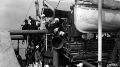 A historic photograph from 1914 of passengers from India aboard the ship Komagata Maru. (City of Vancouver Archives)