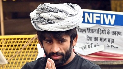 Wrestler Bajrang Punia during an ongoing protest. (Sanjay Sharma) Wrestler Bajrang Punia during an ongoing protest. (Sanjay Sharma)