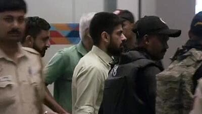 Gangster Lawrence Bishnoi brought to Delhi by Gujarat Police from Ahmedabad's Sabarmati Central Jail, on Thursday. (ANI) Gangster Lawrence Bishnoi brought to Delhi by Gujarat Police from Ahmedabad's Sabarmati Central Jail, on Thursday. (ANI)