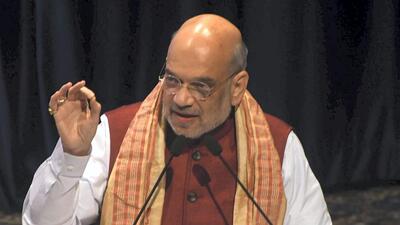 Guwahati: Union Home Minister Amit Shah addresses during the inauguration of 'Assam Police Seva Setu' in Guwahati on Thursday (PTI) Guwahati: Union Home Minister Amit Shah addresses during the inauguration of 'Assam Police Seva Setu' in Guwahati on Thursday (PTI)