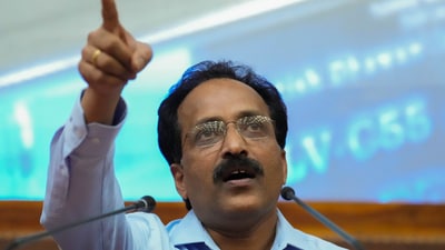 Sriharikota: ISRO Chairman S. Somanath addresses a press conference after the successful launch of ISRO's PSLV-C55/TeLEOS-2, in Sriharikota, Saturday, April 22, 2023. (PTI) Sriharikota: ISRO Chairman S. Somanath addresses a press conference after the successful launch of ISRO's PSLV-C55/TeLEOS-2, in Sriharikota, Saturday, April 22, 2023. (PTI)