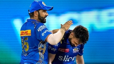IPL 2023: Rohit Sharma and Akash Madhwal for MI. (PTI)