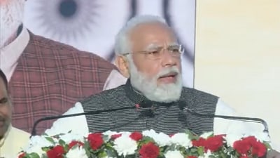 PM Modi addressed a public gathering on Thursday. (ANI/ Twitter) PM Modi addressed a public gathering on Thursday. (ANI/ Twitter)