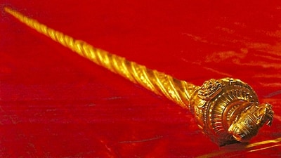 Sengol', a historical sceptre from Tamil Nadu, will be installed in the new Parliament building, to be inaugurated on May 28, in New Delhi. (PTI) Sengol', a historical sceptre from Tamil Nadu, will be installed in the new Parliament building, to be inaugurated on May 28, in New Delhi. (PTI)