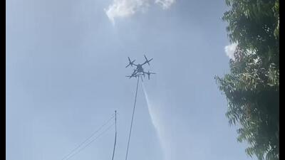 Water drone demonstration at Hazratganj fire station on May 20. (Sourced)