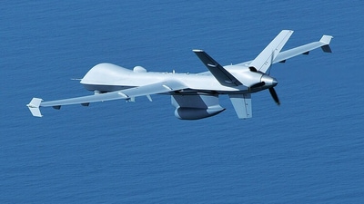 The Indian Navy leased two Sea Guardian drones from the US in 2020 The Indian Navy leased two Sea Guardian drones from the US in 2020