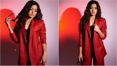 Rashmika Mandana slays in a shiny red pantsuit in her recent Instagram post. (Instagram/@rashmika_mandanna) Rashmika Mandana slays in a shiny red pantsuit in her recent Instagram post. (Instagram/@rashmika_mandanna)