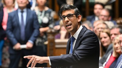 In this handout photo provided by the UK Parliament, Britain's Prime Minister Rishi Sunak speaks during Prime Minister's Questions in the House of Commons in London, Wednesday. (AP) In this handout photo provided by the UK Parliament, Britain's Prime Minister Rishi Sunak speaks during Prime Minister's Questions in the House of Commons in London, Wednesday. (AP)