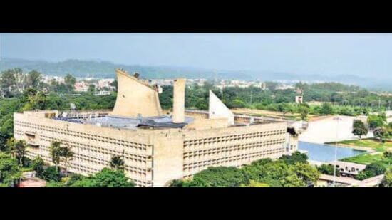 An aerial view of the Capitol complex in Chandigarh, India on Monday. (HT Photo)