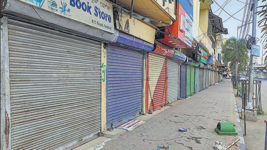 Shops remain shut at a market in Imphal on Thursday, a day after fresh clashes erupted in Manipur. (PTI)