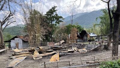 **EDS: TO GO WITH STORY** Imphal: Damolished houses in a violence-hit area of Manipur. (PTI Photo)(PTI05_26_2023_000228B) (PTI) **EDS: TO GO WITH STORY** Imphal: Damolished houses in a violence-hit area of Manipur. (PTI Photo)(PTI05_26_2023_000228B) (PTI)