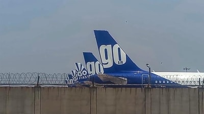 Aircraft of Go First parked at the Delhi airport. (PTI) (HT_PRINT) Aircraft of Go First parked at the Delhi airport. (PTI) (HT_PRINT)