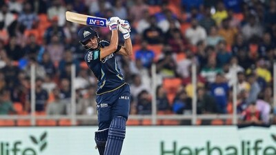 Gill smacked 7 fours and 10 sixes in his innings and helped GT to a mammoth 233/3. (AFP) Gill smacked 7 fours and 10 sixes in his innings and helped GT to a mammoth 233/3. (AFP)