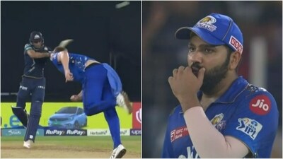 Shubman Gill's shot leaves Rohit Sharma stunned (IPL) Shubman Gill's shot leaves Rohit Sharma stunned (IPL)