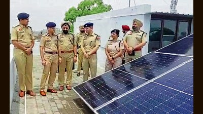Director general of police Gaurav Yadav inaugurating solar panels Ludhiana on Friday. (Gurpreet Singh/HT) Director general of police Gaurav Yadav inaugurating solar panels Ludhiana on Friday. (Gurpreet Singh/HT)