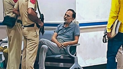 Former Delhi minister Satyendar Jain was taken to Safdarjung Hospital on Monday. (PTI) (HT_PRINT)