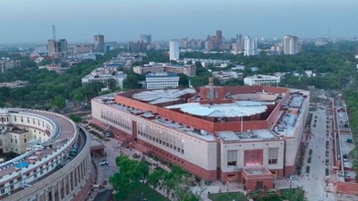 An aerial view of newly-constructed Parliament building. (PTI) An aerial view of newly-constructed Parliament building. (PTI)