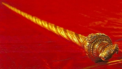 Sengol', a historical sceptre from Tamil Nadu, will be installed in the new Parliament building, to be inaugurated on May 28, in New Delhi. (PTI Photo) Sengol', a historical sceptre from Tamil Nadu, will be installed in the new Parliament building, to be inaugurated on May 28, in New Delhi. (PTI Photo)