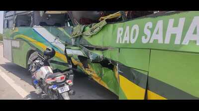 The portion of the bus which was hit by the truck during collision. (HT Photo)