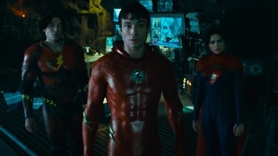 Ezra Miller has a double role as Barry Allen in The Flash. Ezra Miller has a double role as Barry Allen in The Flash.