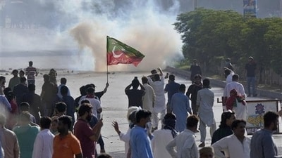 File photo of May 9 violence in Punjab by PTI supporters after their mercurial leader Imran Khan Niazi was arrested in a corruption case.