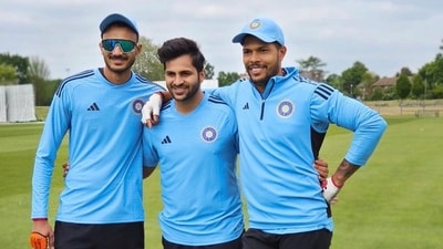 Axar Patel, Shardul Thakur and Umesh Yadav sport India's new training kit Axar Patel, Shardul Thakur and Umesh Yadav sport India's new training kit