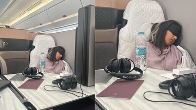 Taapsee Pannu also shared a clandestine picture of her sister taken during a flight. Shagun was asleep as the actor captured her with an eye mask on. Taapsee Pannu also shared a clandestine picture of her sister taken during a flight. Shagun was asleep as the actor captured her with an eye mask on. 