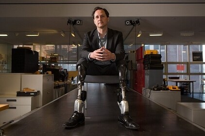 Bionics pioneer Hugh Herr with his prosthetic ankle. (MIT news) Bionics pioneer Hugh Herr with his prosthetic ankle. (MIT news)
