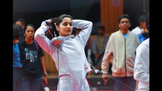 Taniksha, a 19-year-old who’s pursuing graduation from Guru Nanak Dev University in Karnal (Haryana), is preparing to showcase her fencing skills at the third edition of the Khelo India University Games. (Sourced)