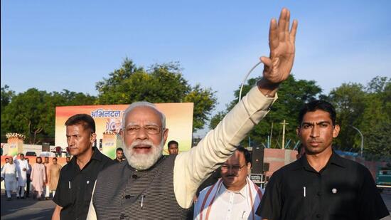 The BJP has embarked on a publicity blitzkrieg to mark nine years in power. (ANI)