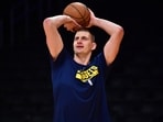 May 22, 2023; Los Angeles, California, USA; Denver Nuggets center Nikola Jokic (15) practices before playing against the Los Angeles Lakers in game four of the Western Conference Finals for the 2023 NBA playoffs at Crypto.com Arena.
